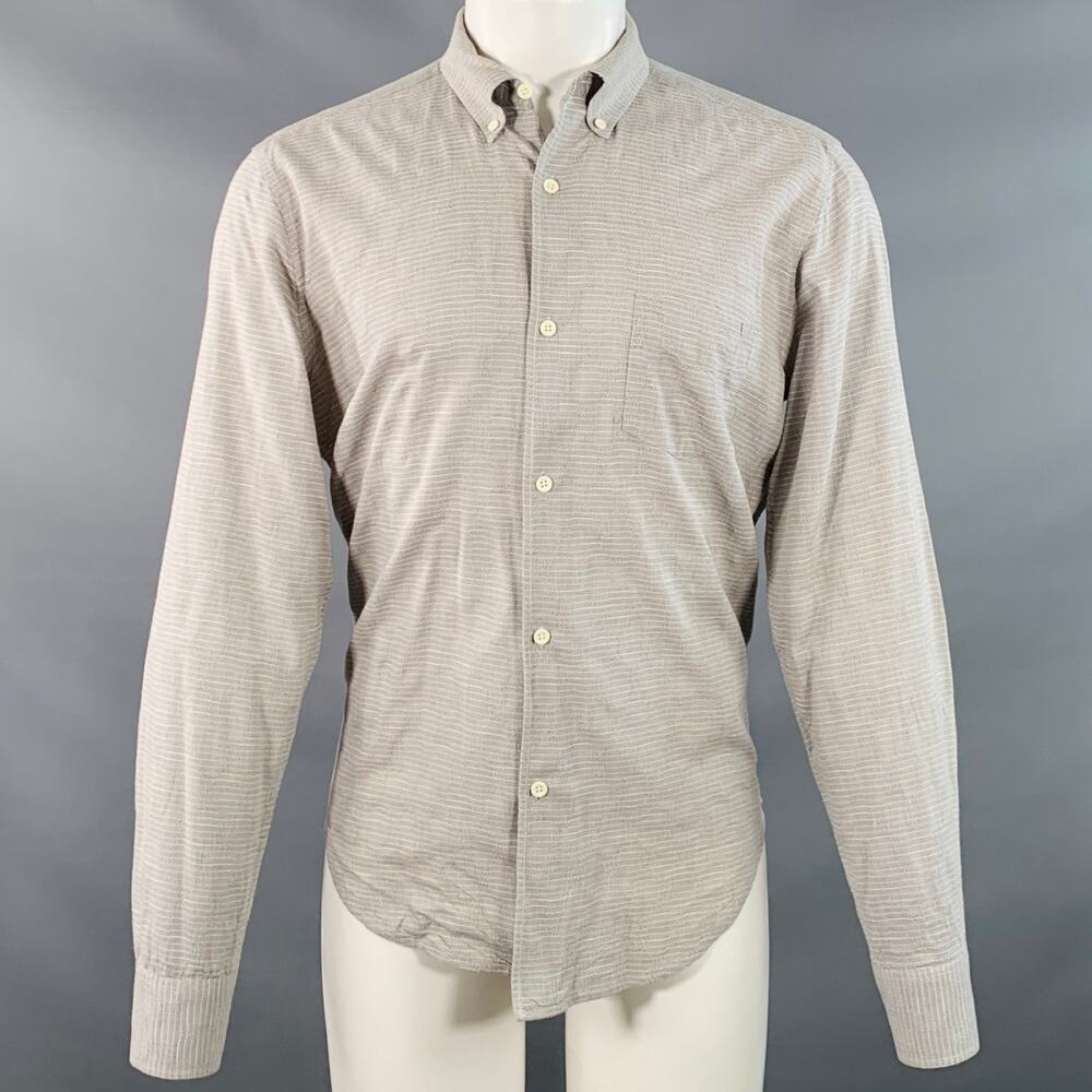 OUR LEGACY 38 Textured Cotton Button Down Collar One Pocket Long Sleeve Shirt